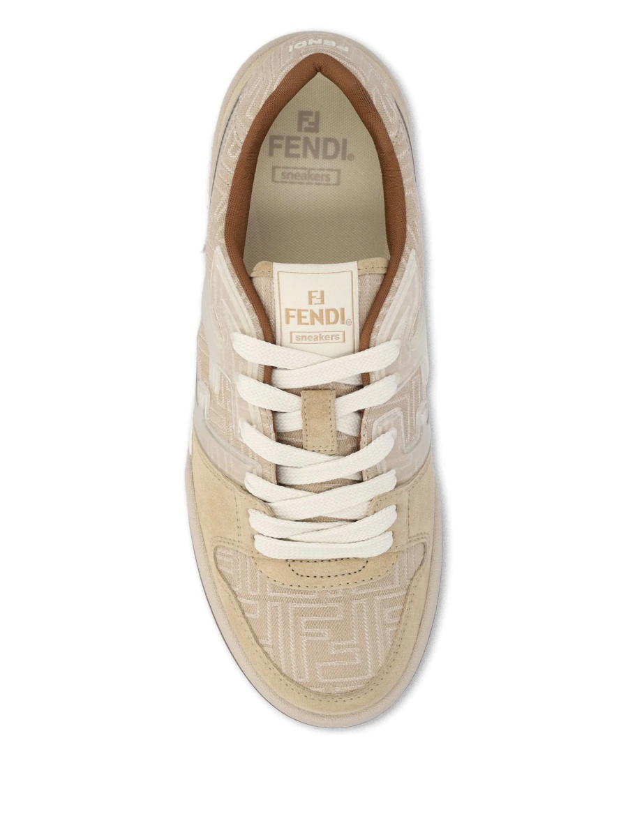 Sneakers Fendi neutri din piele si bumbac - Img 3