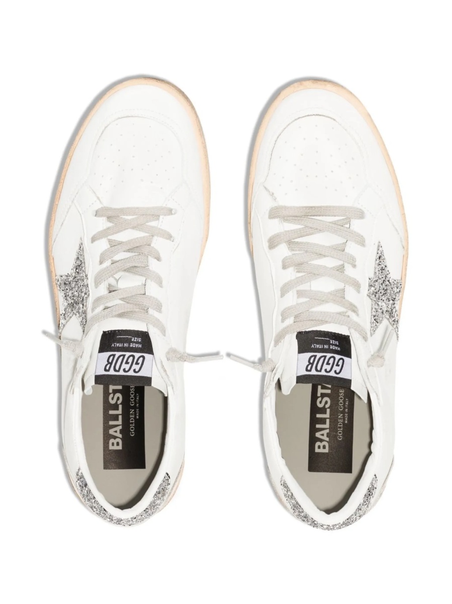 Sneakers Golden Goose ball star albi din piele - Img 4
