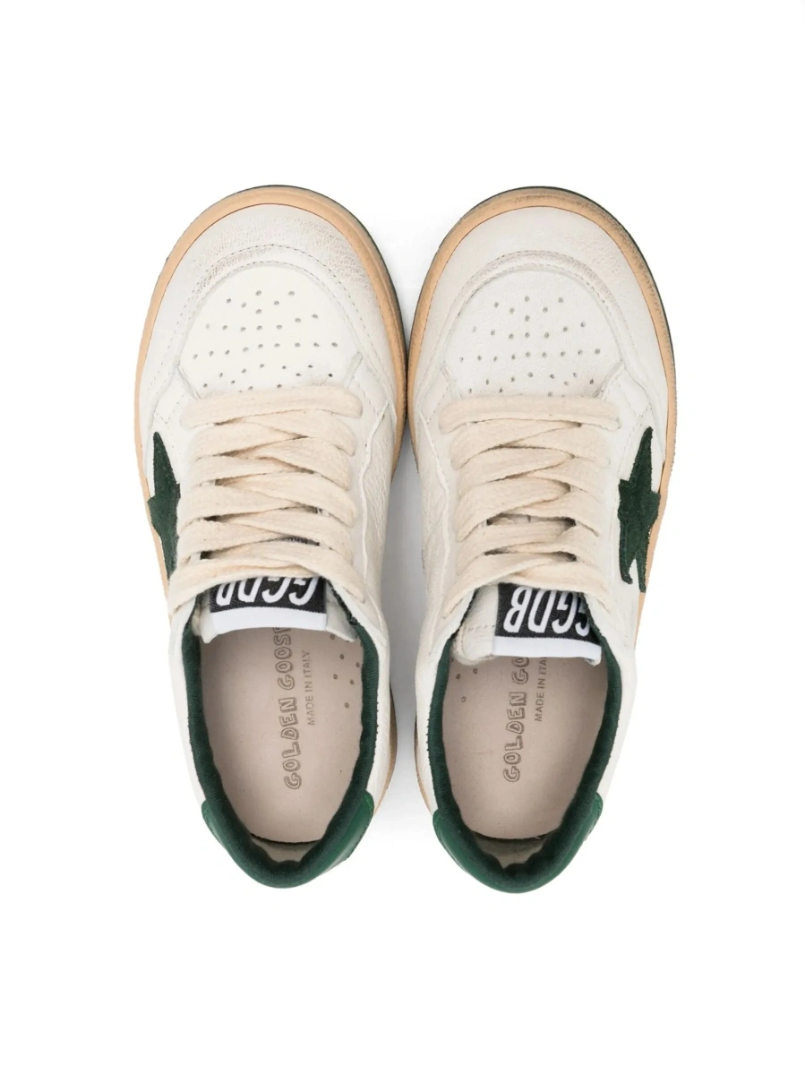Sneakers GOLDEN GOOSE KIDS albi din piele 'Ballstar' - Img 7