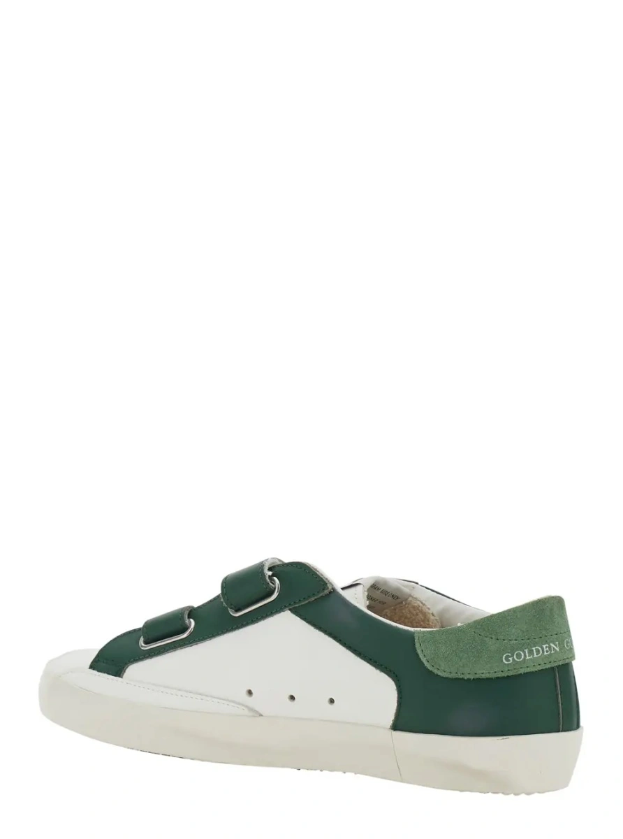 Sneakers GOLDEN GOOSE KIDS albi din piele 'Old School' - Img 3