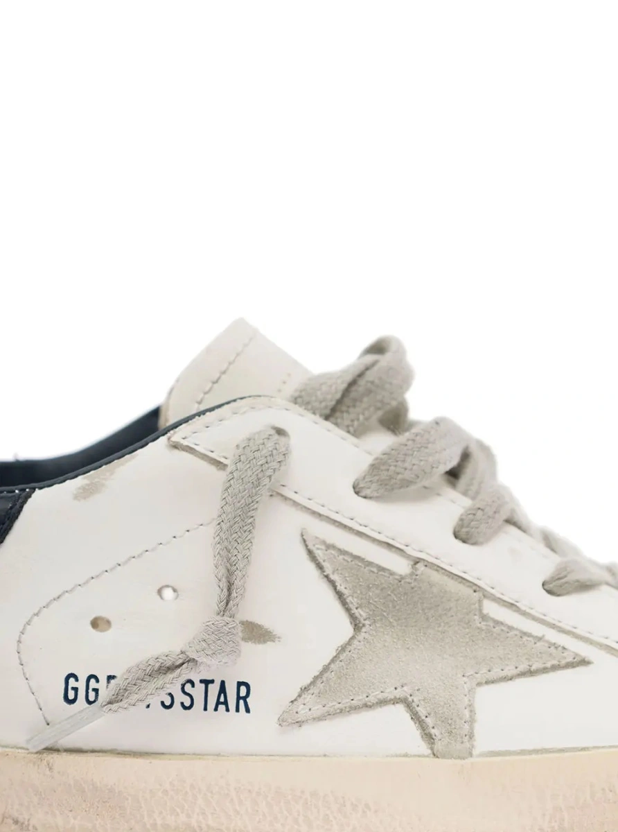 Sneakers GOLDEN GOOSE KIDS albi din piele si piele intoarsa - Img 4