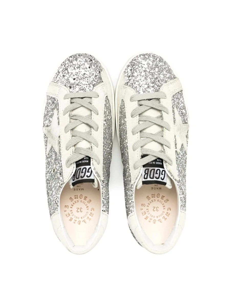 Sneakers GOLDEN GOOSE KIDS gri din piele si piele intoarsa - Img 6