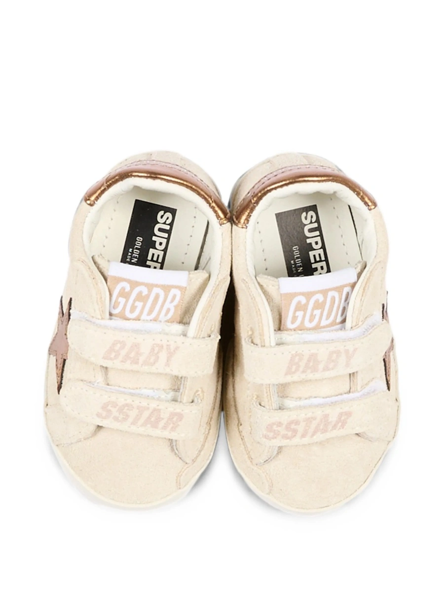 Sneakers Golden Goose neutri din piele intoarsa si piele - Img 4