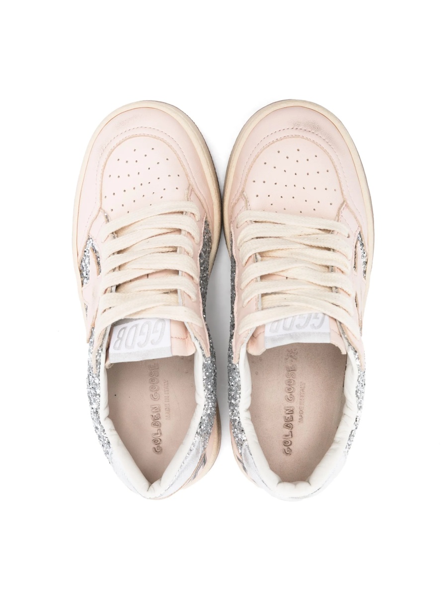 Sneakers Golden Goose roz din slipici si piele - Img 3