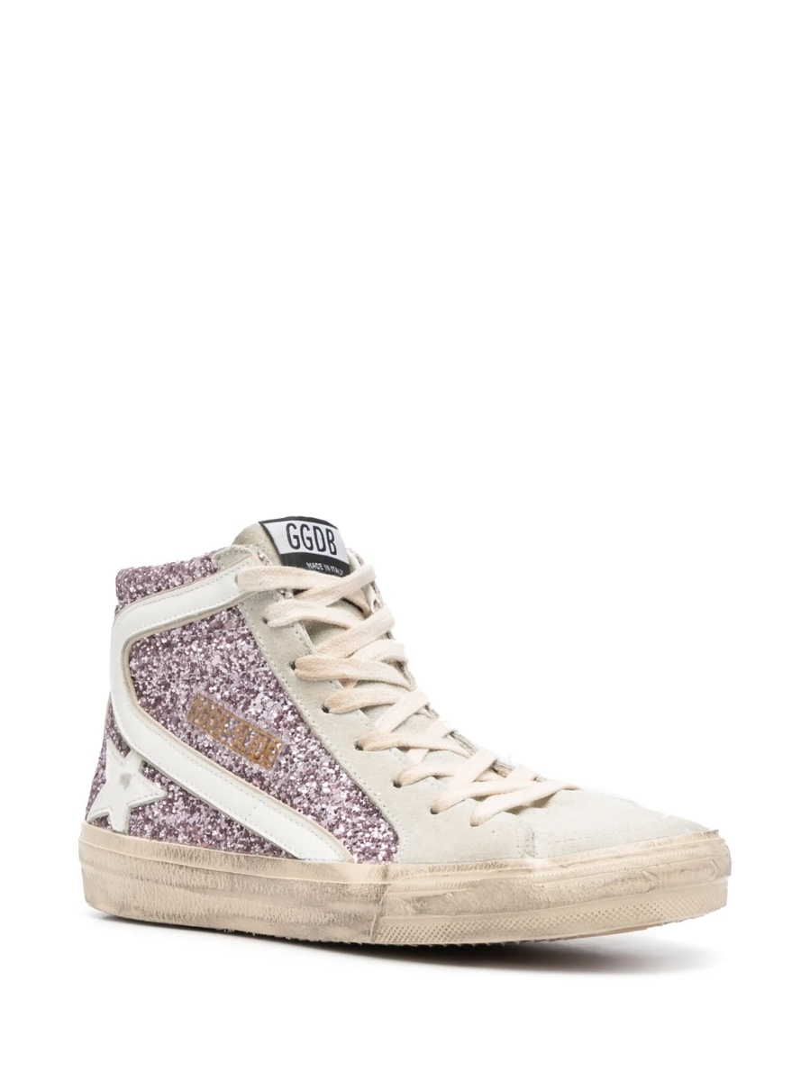 Sneakers Golden Goose slide roz din piele - Img 2