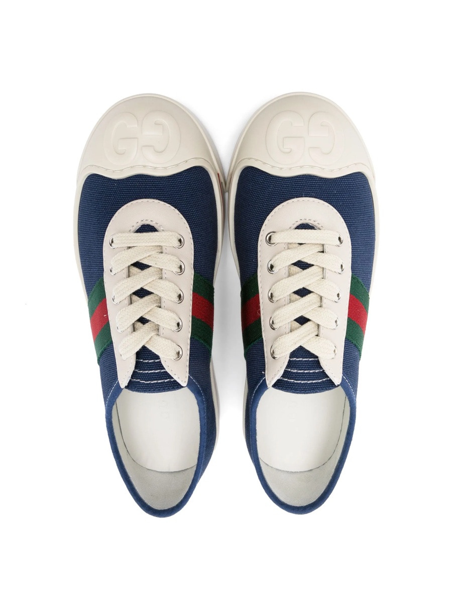 Sneakers Gucci albastri din piele si material textil - Img 3