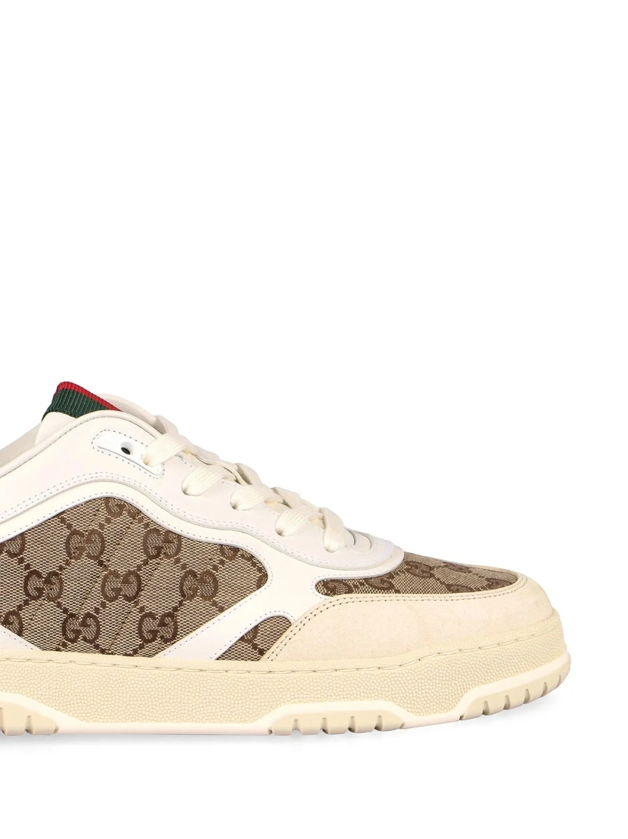 Sneakers Gucci albi din piele si tesatura tehnica - Img 5