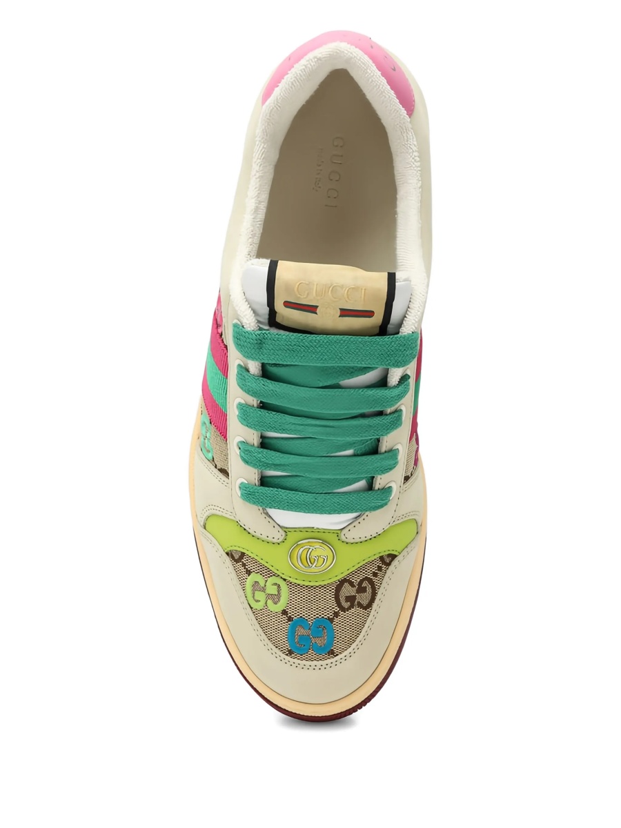 Sneakers Gucci neutri din piele si material textil - Img 3