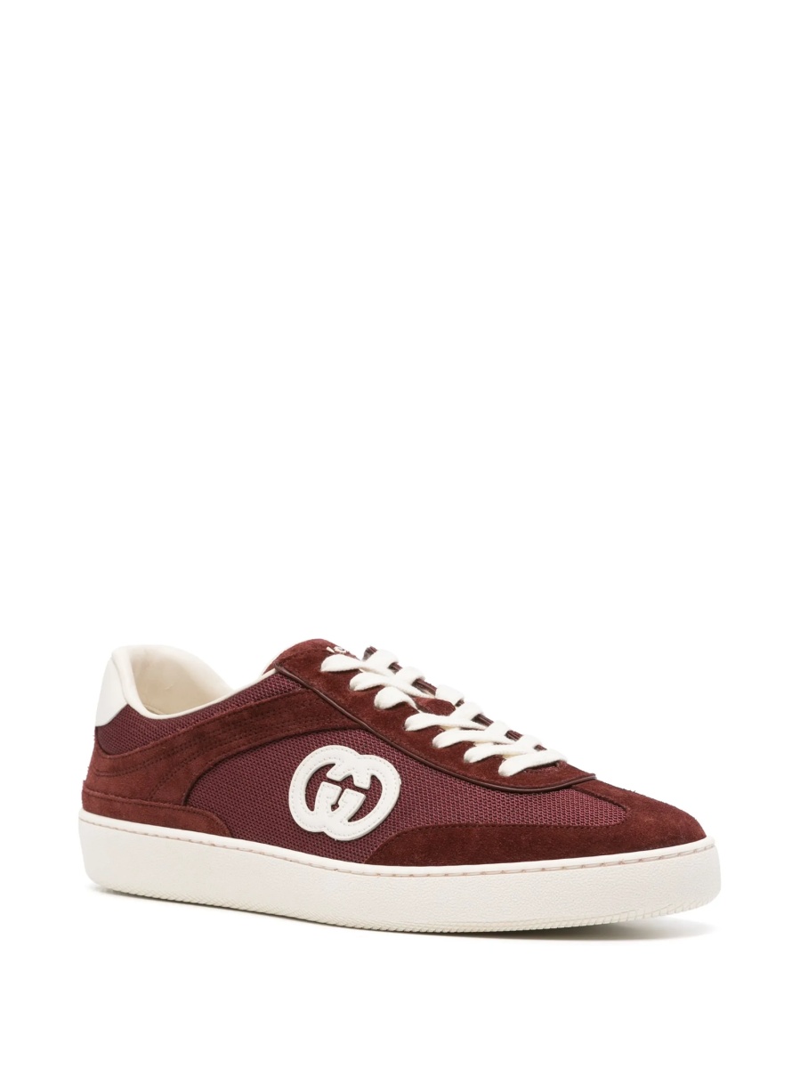 Sneakers Gucci rosii din material textil si piele intoarsa - Img 2