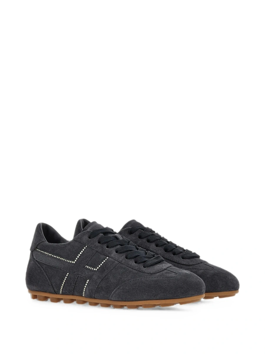 Sneakers Hogan gri din piele si piele intoarsa - Img 2