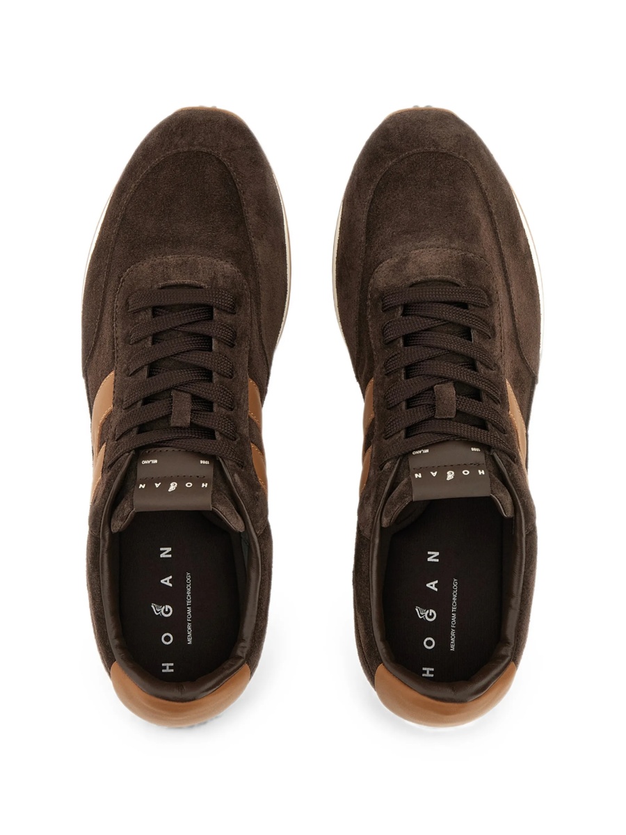 Sneakers Hogan maro din piele intoarsa si piele - Img 3