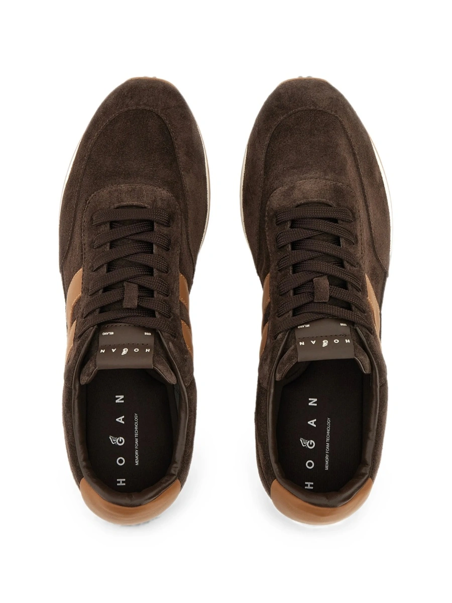 Sneakers Hogan maro din piele intoarsa si piele - Img 3