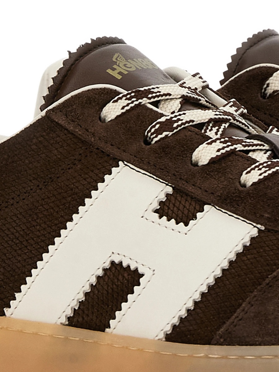Sneakers Hogan maro din piele si piele intoarsa - Img 4
