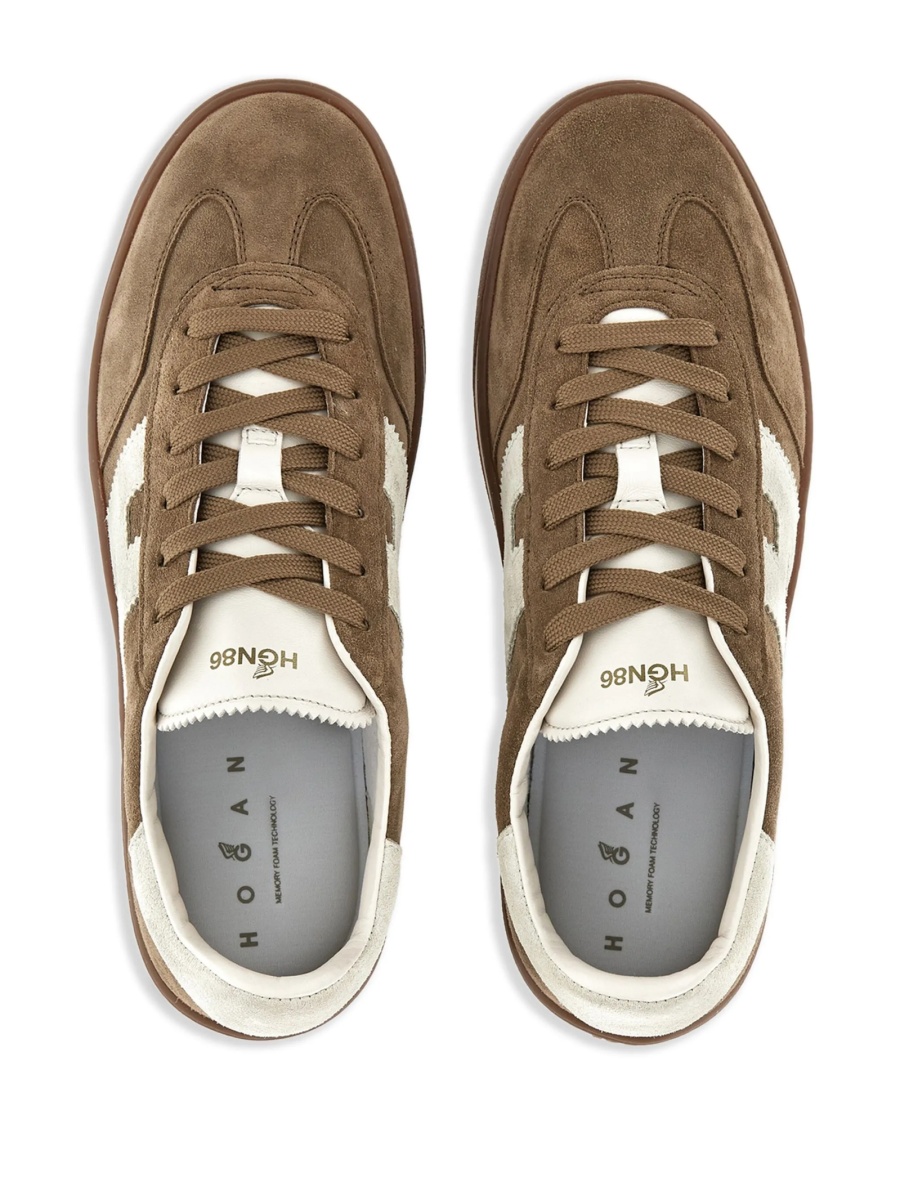 Sneakers Hogan maro din piele si piele intoarsa - Img 4