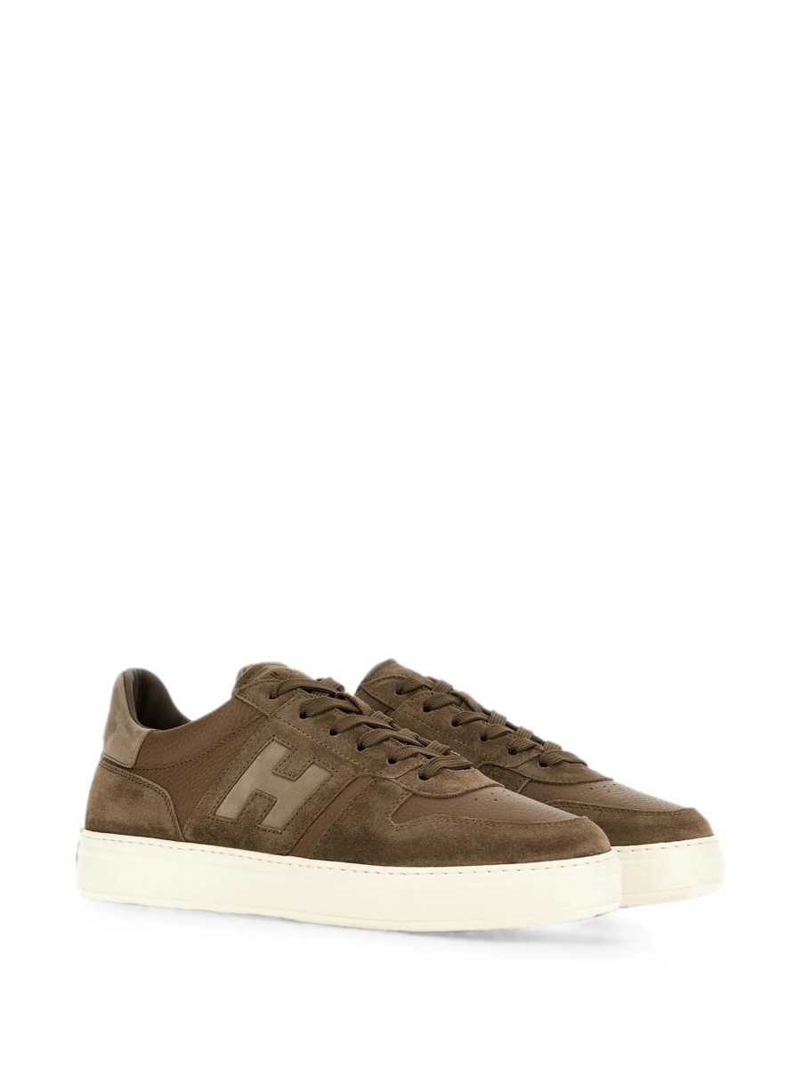 Sneakers Hogan maro din piele si piele intoarsa - Img 2