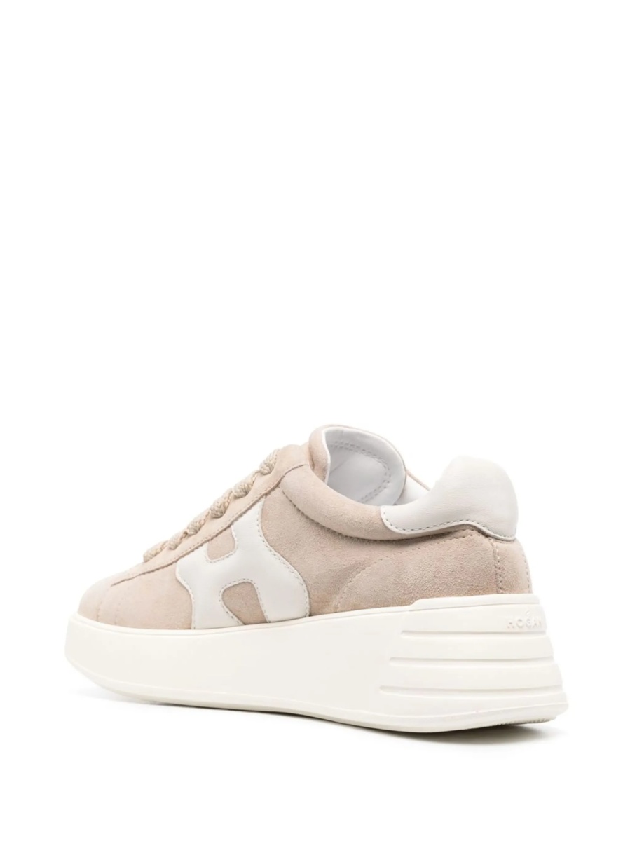 Sneakers Hogan neutri din piele si piele intoarsa - Img 3
