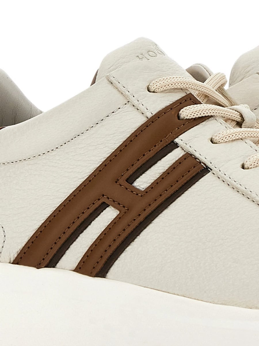 Sneakers Hogan neutri din piele - Img 4