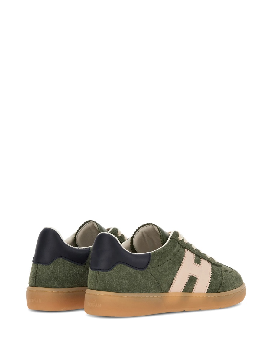 Sneakers Hogan verzi din piele si piele intoarsa - Img 3