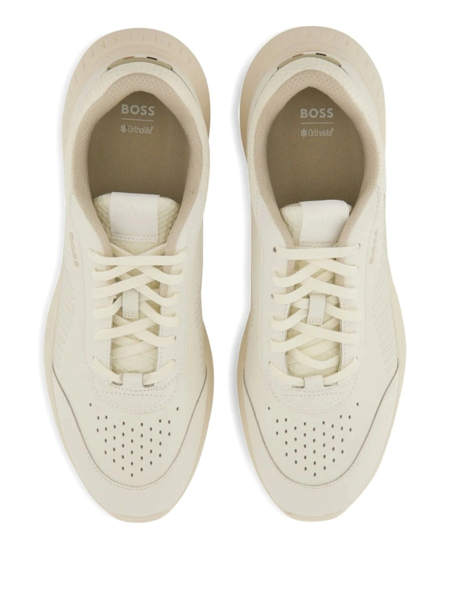 Sneakers Hugo Boss neutri din piele - Img 4