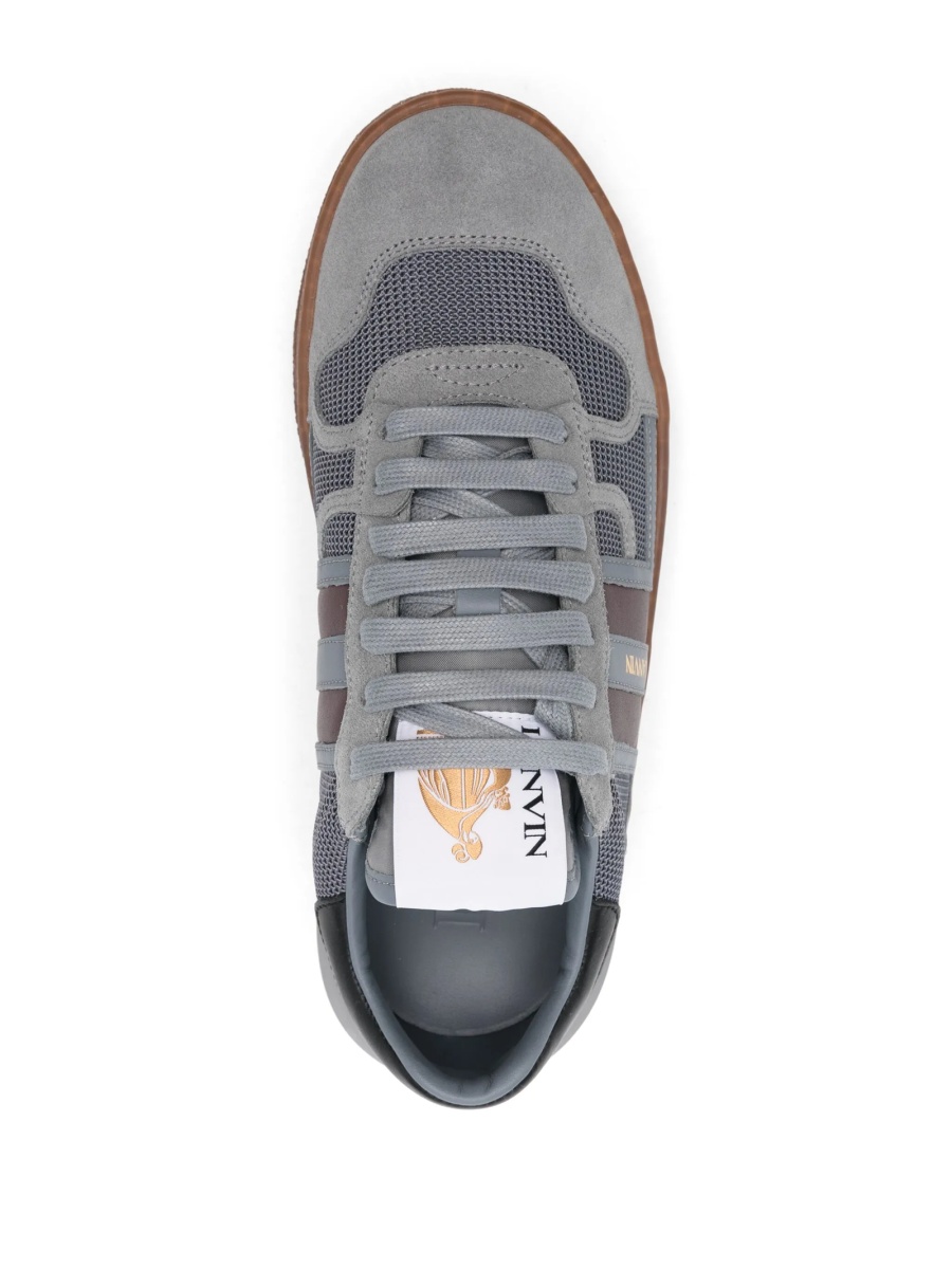 Sneakers Lanvin gri din piele intoarsa si material textil - Img 4