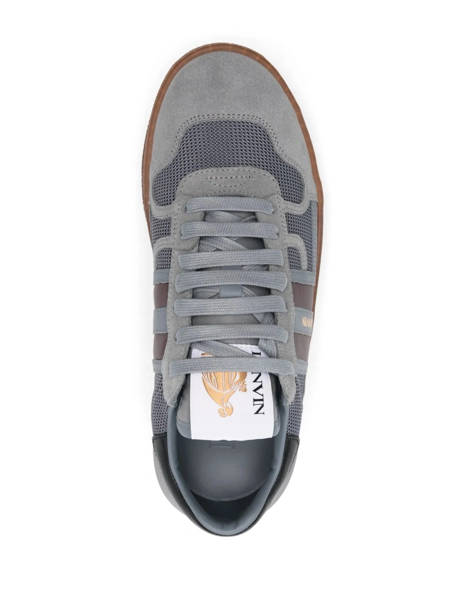 Sneakers Lanvin gri din piele intoarsa si material textil - Img 4
