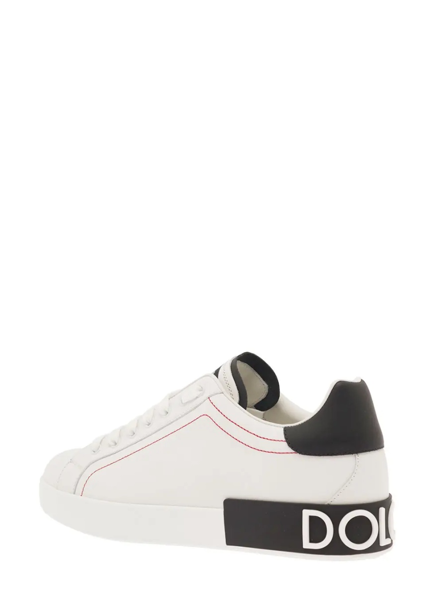 Sneakers Low Sneakers 'Portofino' with Applied Logo and Contrasting Stitching in Smooth White Leather for Men - Img 3
