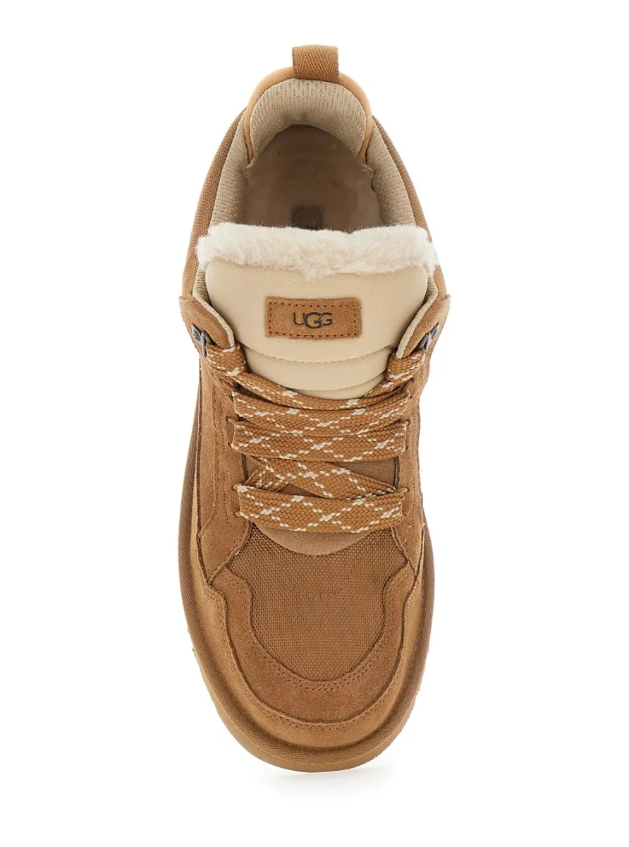 Sneakers Low Top Sneakers with Logo Patch on the Suede Tongue and Brown Fabric for Men - Img 4