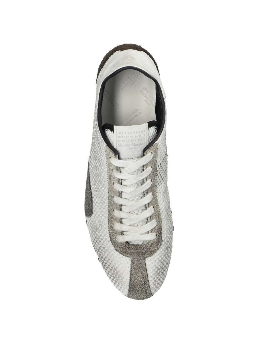 Sneakers Maison Margiela albi din plasa si piele intoarsa - Img 4