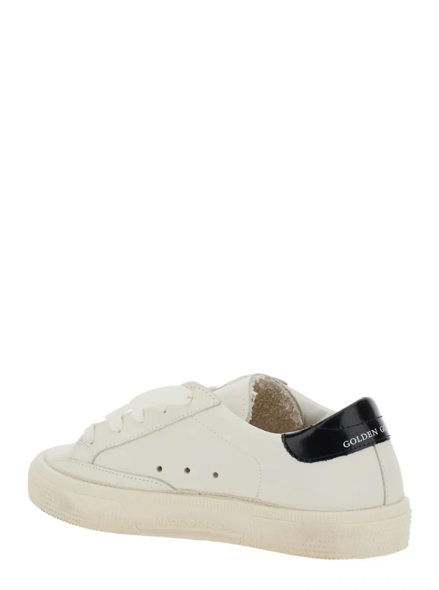 Sneakers 'May' White Low Top Sneakers with Glittered Star Patch and Contrasting Heel with Logo Lettering in Leather Girl - Img 3