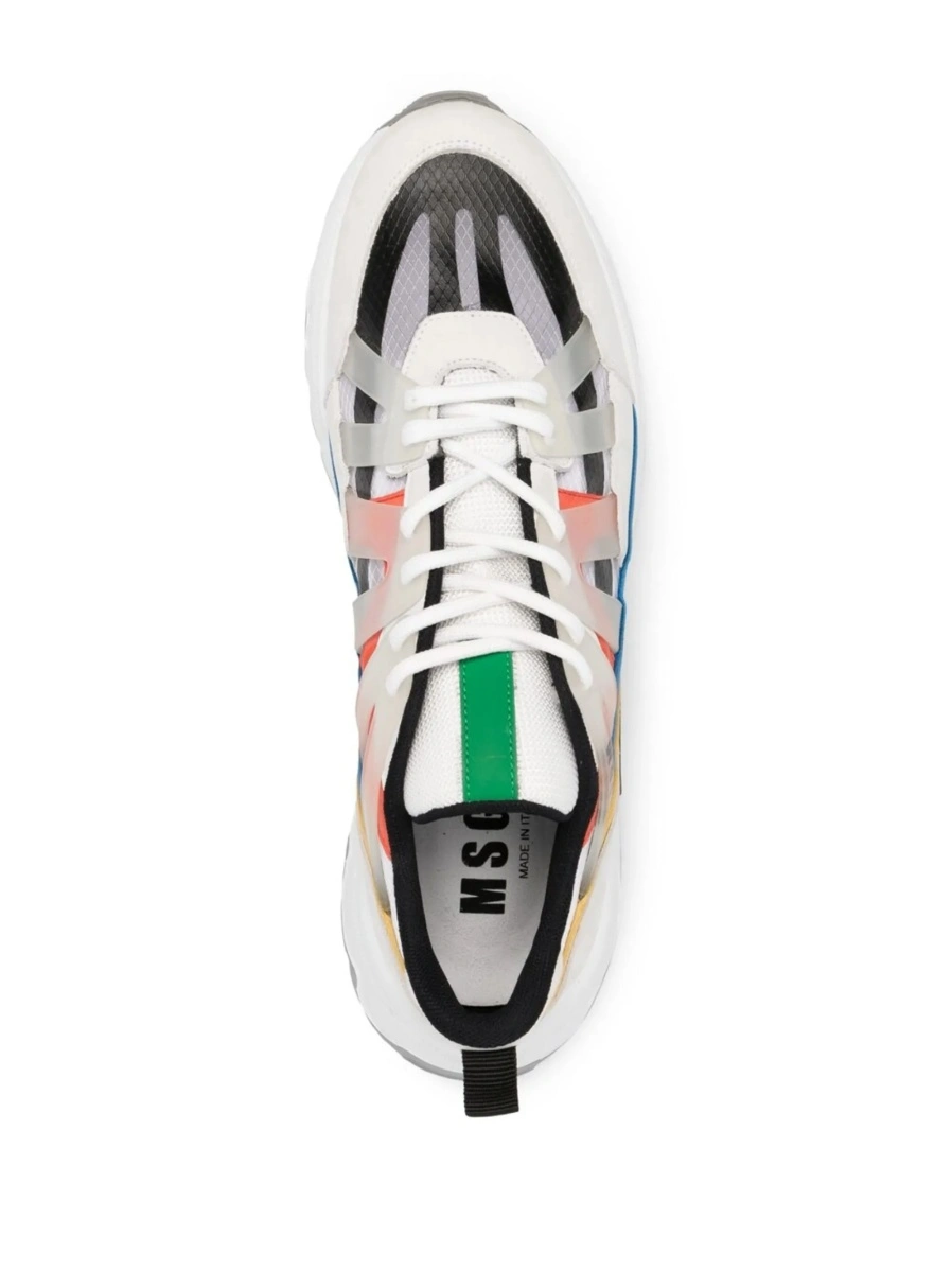 Sneakers MSGM gri din material textil si piele - Img 4