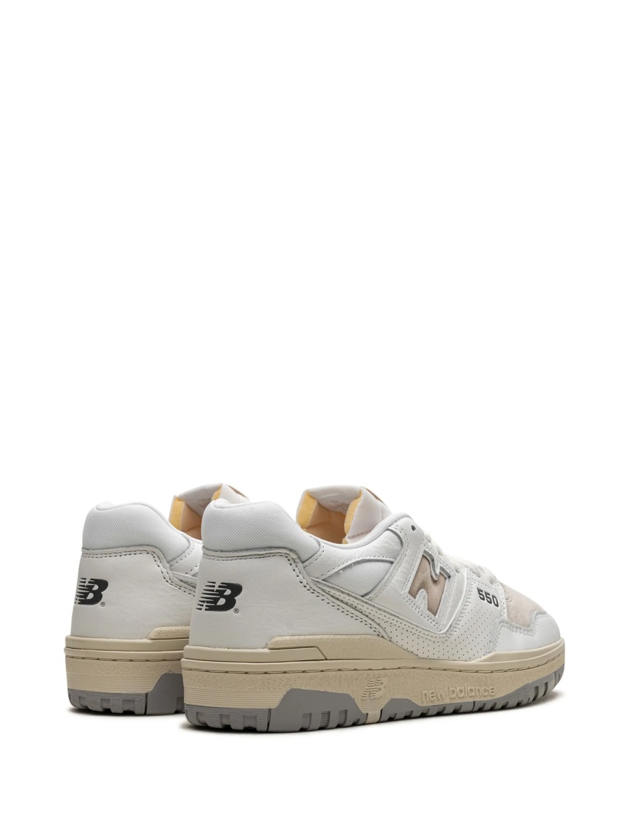 Sneakers New Balance 550 albi din piele intoarsa si piele - Img 3