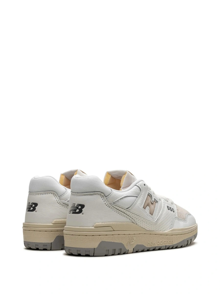 Sneakers New Balance 550 albi din piele intoarsa si piele - Img 3