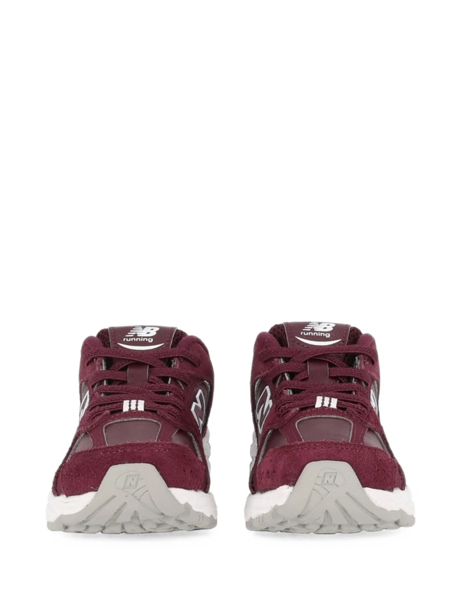 Sneakers New Balance Kids rosii din poliuretan si piele intoarsa - Img 3