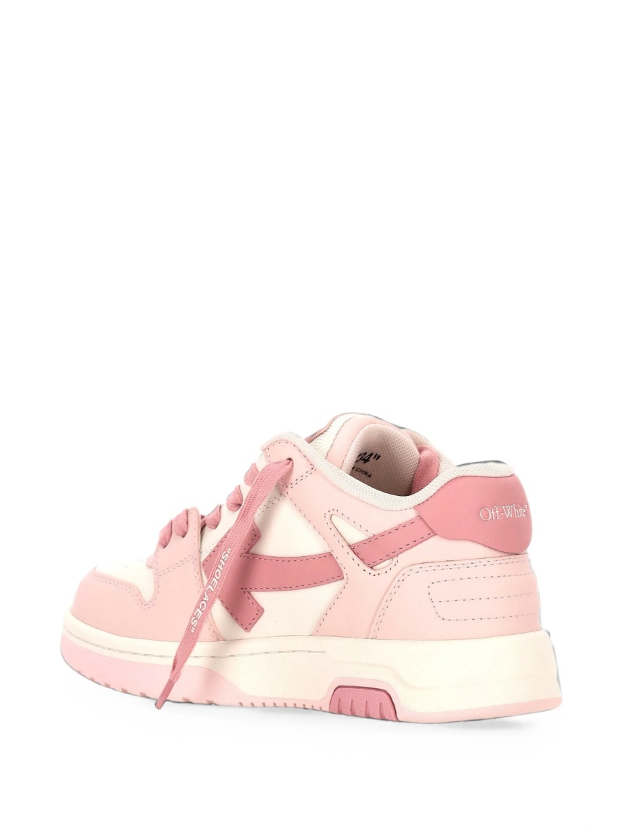 Sneakers Off-White roz din piele si material textil - Img 3