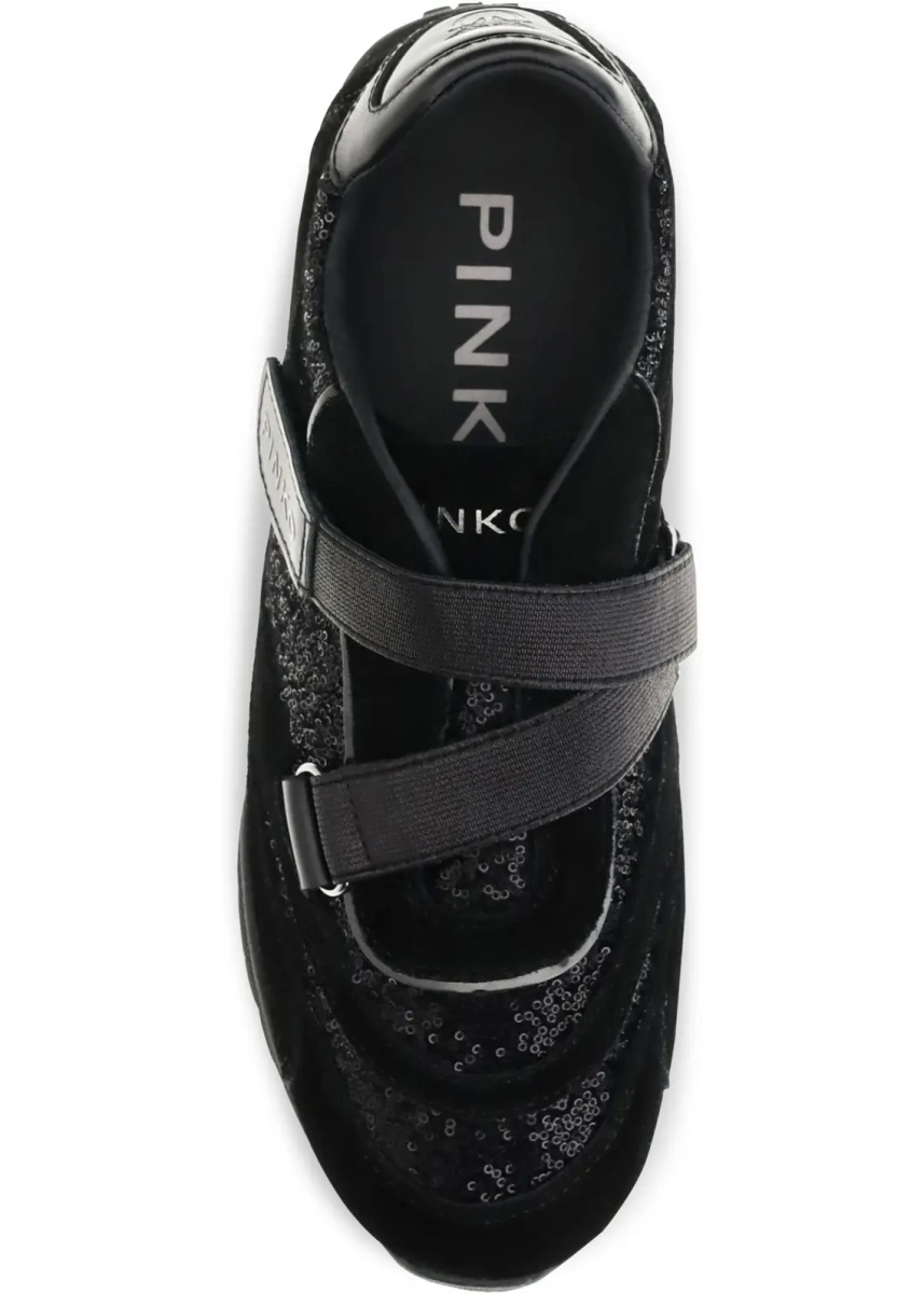 Sneakers Pinko negri din piele intoarsa - Img 4