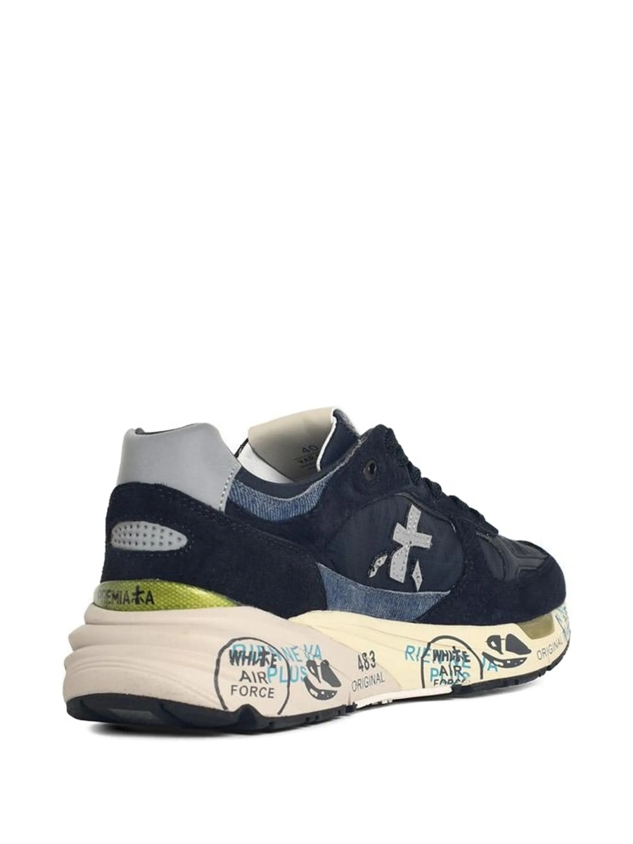 Sneakers Premiata albastri din piele intoarsa si material textil - Img 3