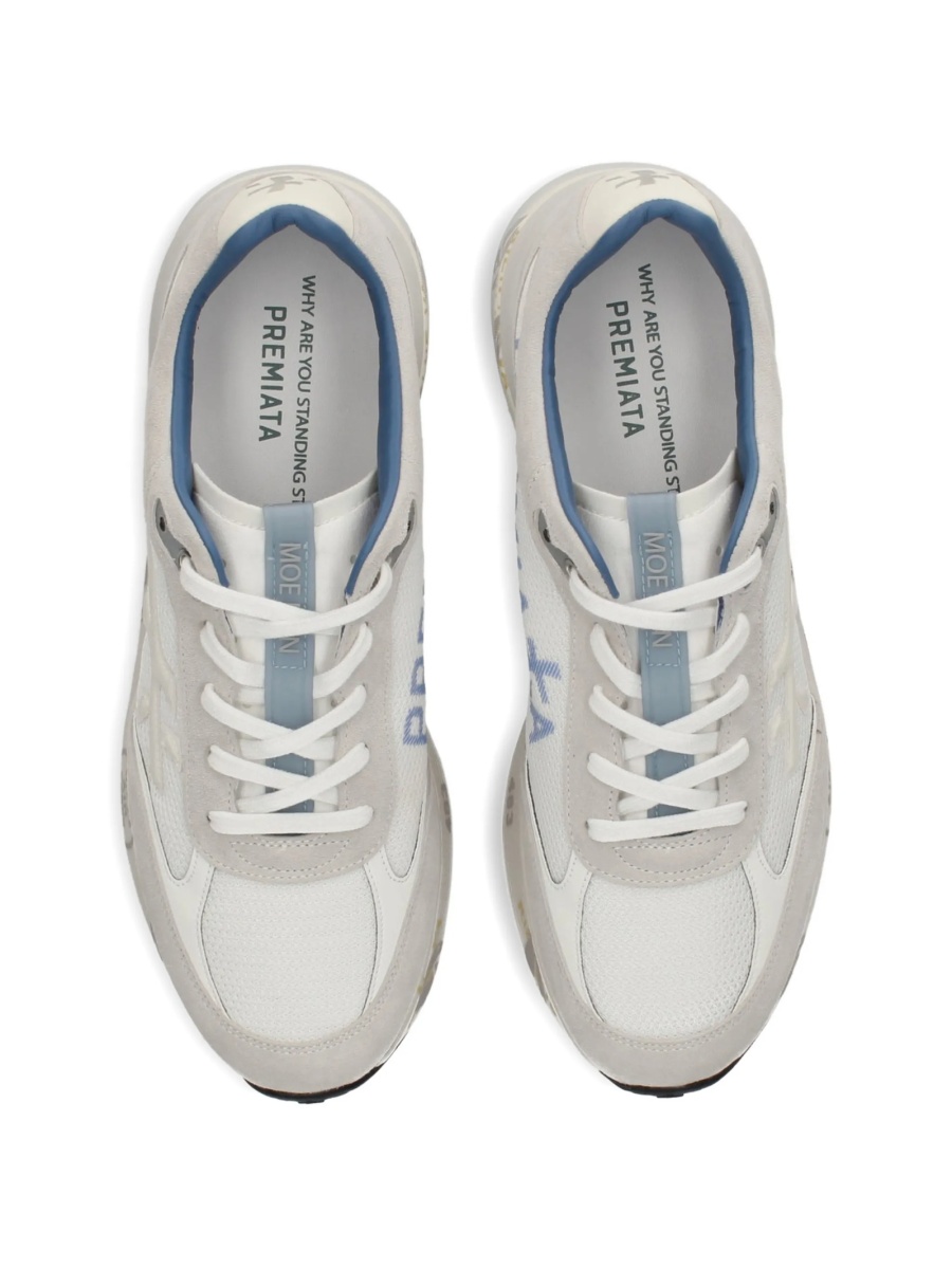 Sneakers Premiata albi din piele si poliamida - Img 4