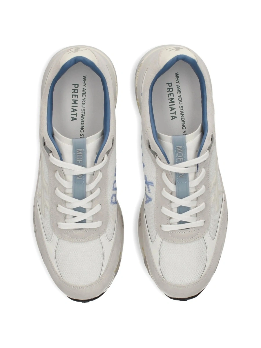 Sneakers Premiata albi din piele si poliamida - Img 4
