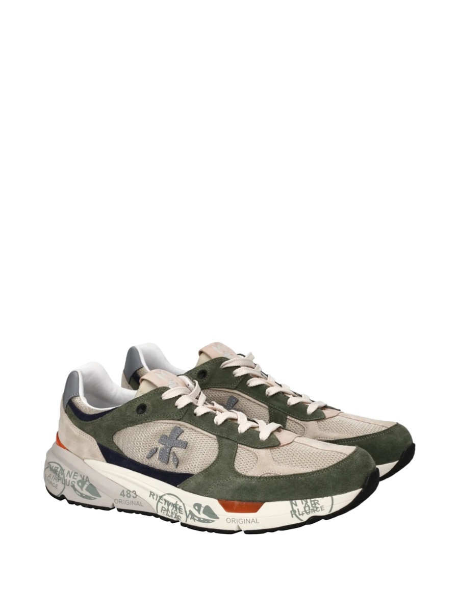 Sneakers Premiata neutri din piele intoarsa si plasa - Img 2