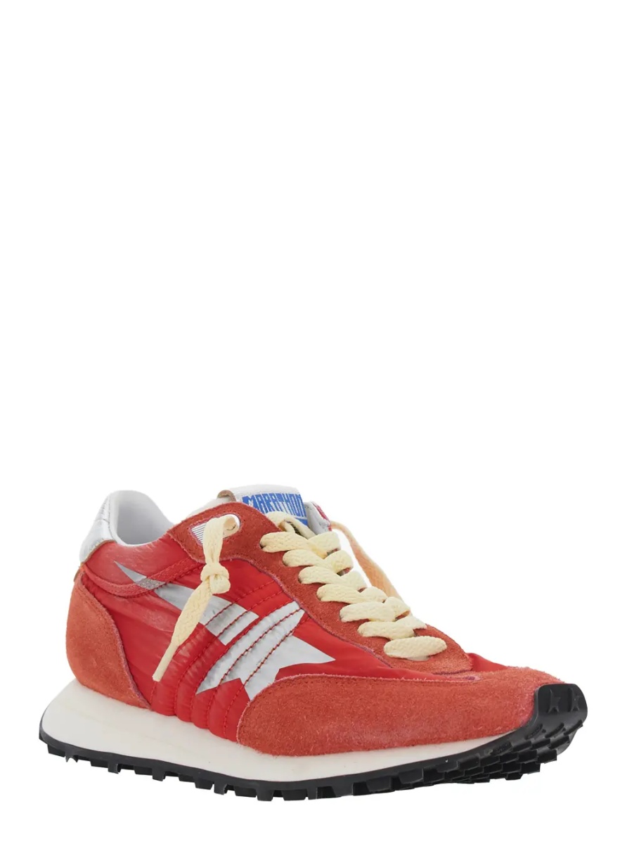 Sneakers 'Running Marathon' Red Sneakers with Star Patch on the Side and Laminated Heel in Leather for Women - Img 2