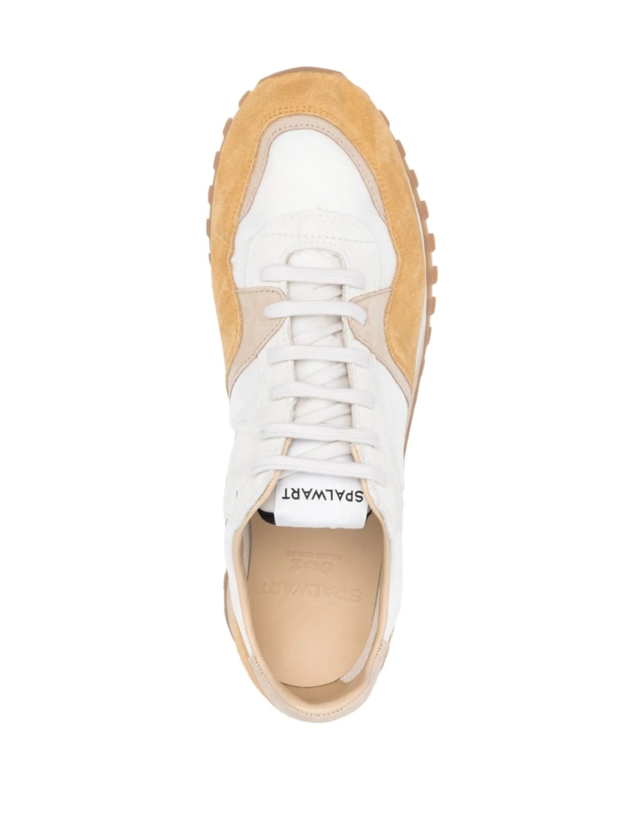 Sneakers SPALWART albi din piele si material textil - Img 4