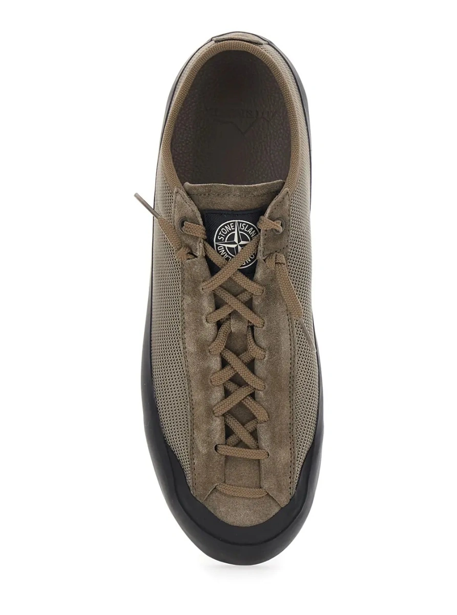 Sneakers Stone Island maro din piele intoarsa si plasa - Img 4