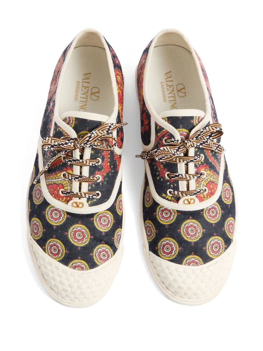 Sneakers Valentino Garavani albastri din bumbac si polyester - Img 4
