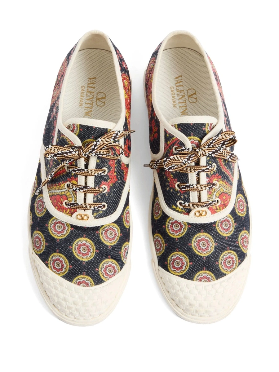 Sneakers Valentino Garavani albastri din bumbac si polyester - Img 4