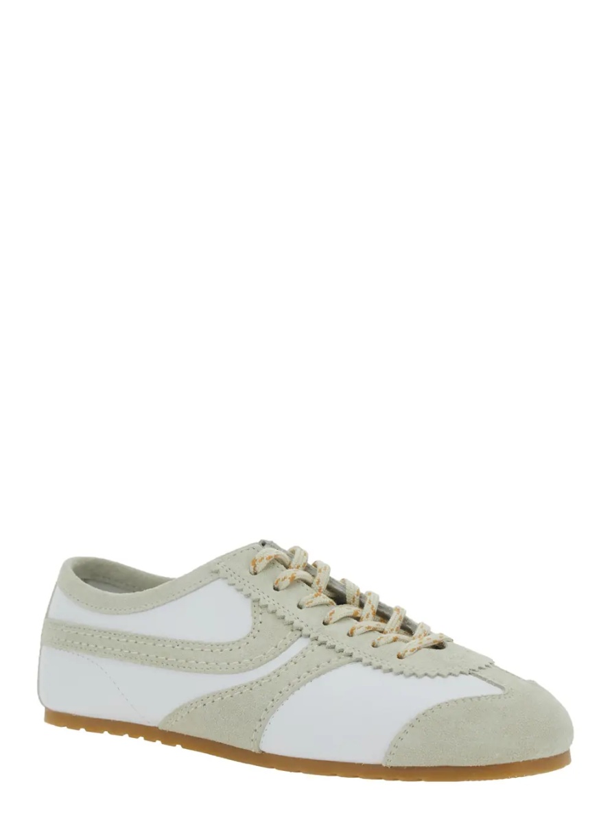 Sneakers White Low Top Sneakers with Embossed Logo on the Tongue in Leather and Suede Woman - Img 2