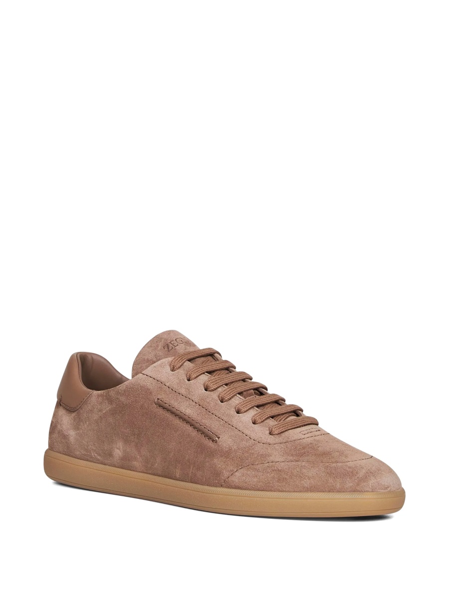 Sneakers ZEGNA maro din piele si piele intoarsa - Img 2