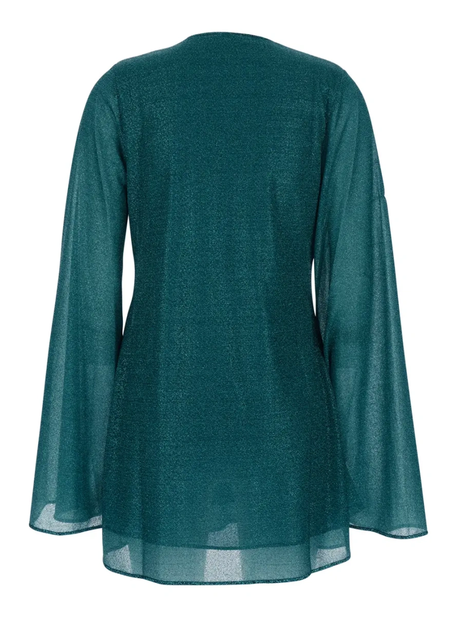 Tinute 'Lumière' Blue Caftan with V-Neck and Metal Ring in Fabric Woman - Img 2