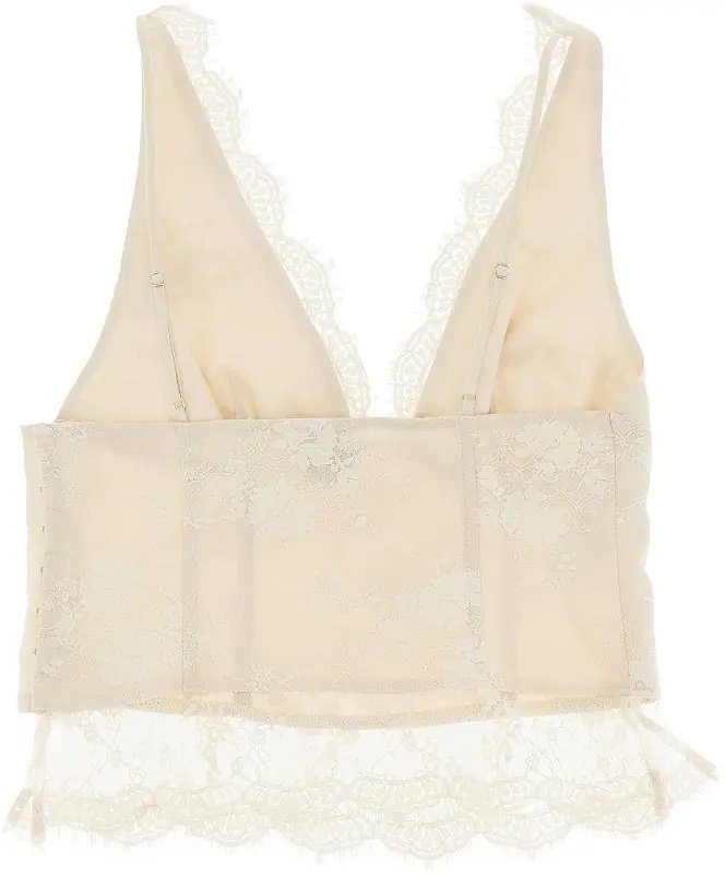 Topuri Bonded linen and lace top - Img 3