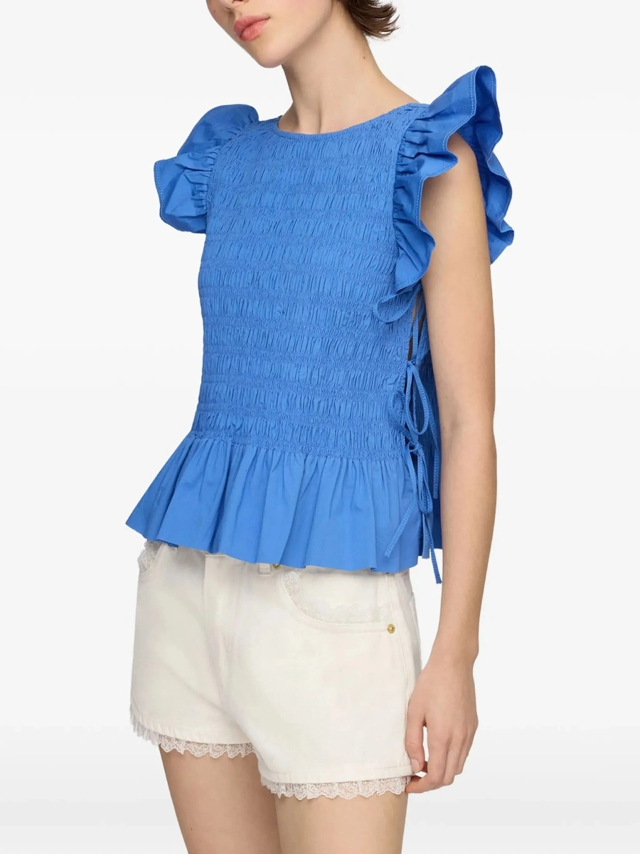 Topuri Ruched cotton Top with side bows - Img 7