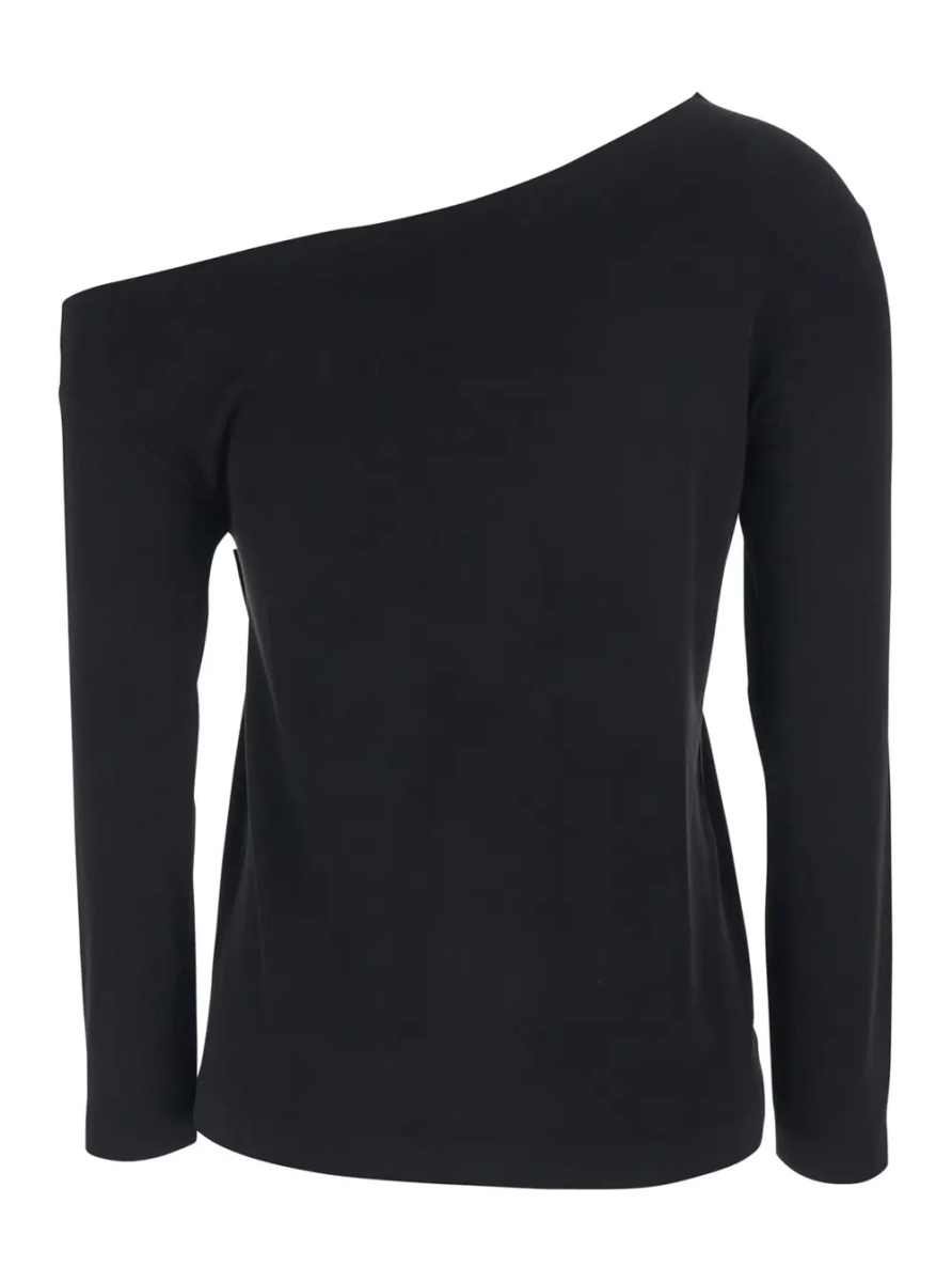Topuri Top with Off Shoulder Design in Black Tech Fabric for Women - Img 2